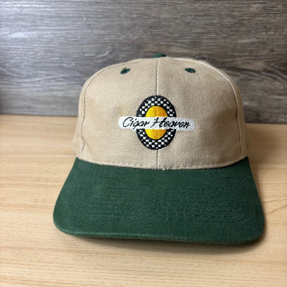 Vintage Cigar Heaven Hat Cap Strap‎ Back Brown Green Adjustable